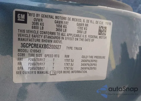 2011 Chevrolet Silverado 1500 Ls z USA, uszkodzony, nr VIN 3GCPCREAXBG200927